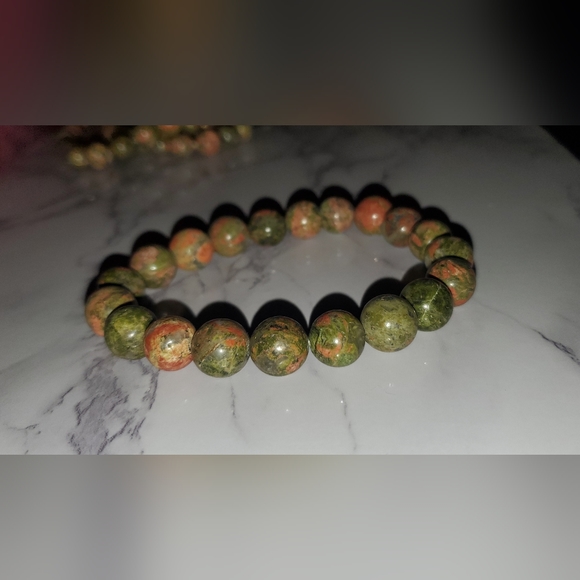 Unakite Handmade Stretch Bracelet - Picture 5 of 7
